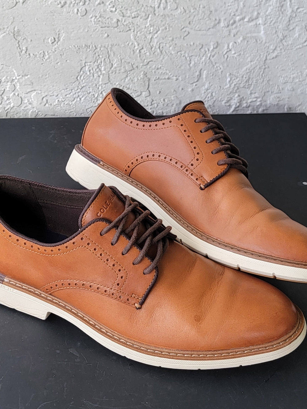 Cole Haan Mens 11 M GrandSeries Go-To Plain Toe Oxford British Tan Leather